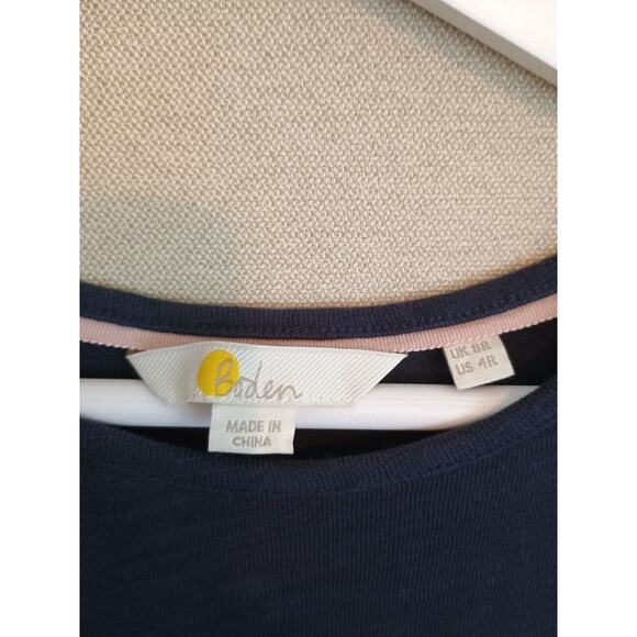 Boden Dress Women's 4R Navy Blue/Metallic Gold Striped Faye Jersey Lagenlook - Picture 3 of 5